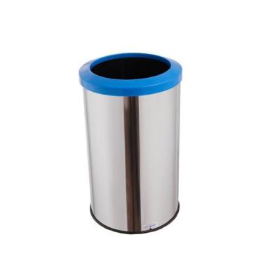 Imagem de Lixeira Inox Com Aro Plástico 35 Litro Cesto Lixo Reciclável - Aldinox