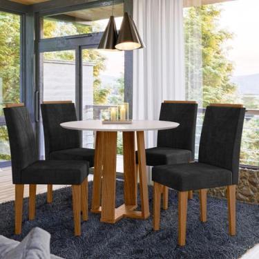 Imagem de Conjunto Sala de Jantar Mesa Tampo de Vidro/mdf Redondo 100cm Isabela 