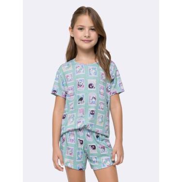 Imagem de Pijama Manga Curta Infantil Bia Janela - Veggi, Verde, 10, Meninas