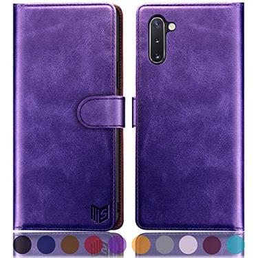 Imagem de SUANPOT Capa carteira para Samsung Galaxy Note 10 de 6,3 polegadas com bloqueio de RFID, porta-cartão de crédito, capa de telefone de couro PU flip book capa à prova de choque celular mulheres homens