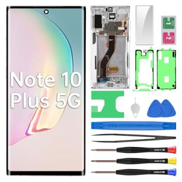 Imagem de BESJMYT Substituição de tela OLED 5G para Samsung Galaxy Note 10 Plus com moldura branca Aura OLED Display Touch Digitalizador de montagem completa com kit de ferramentas de reparo SM-N976U