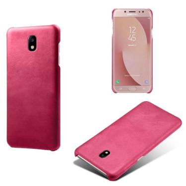 Imagem de Capa para Samsung Galaxy J7 PRO,Proteção contra quedas,Casca de volta de cor sólida simples,Design de couro de imitação de plástico-Rose