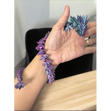 Imagem de Dragão Cristal Articulado - 40cm - FLEX3D, VERDE COM AMETISTA