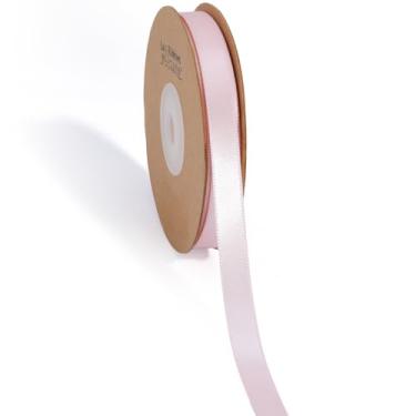 Imagem de LaRibbons Fita de cetim rosa claro 9,5 mm (3/20.3 cm) 50 metros fina luxo dupla face fita de seda rosa para embrulho de presente buquê de flores artesanato casamento decoração de chá de bebê