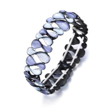 Imagem de LUREME Pulseira floral vintage Waterdrop - Pulseira elástica de esmalte multicolorido para mulheres, joia Boho ajustável (bl003626), One Size, Liga de aço, Sem Pedra Preciosa