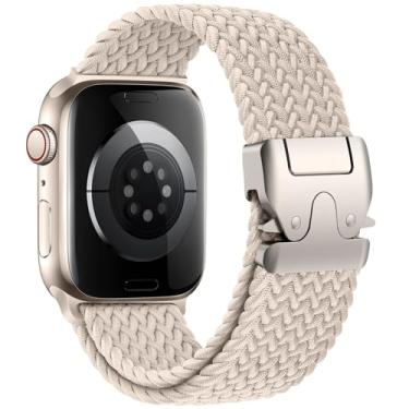 Imagem de Pulseira Trançada de Nylon Estilo Militar Compatível com Apple Watch Ultra 49mm, Series 10/9/8/7/6/5/SE – Correia Ajustável Parachute Strap 41mm 42mm 44mm 45mm 46mm (Starlight, 42 44 45 49 S10-46mm)