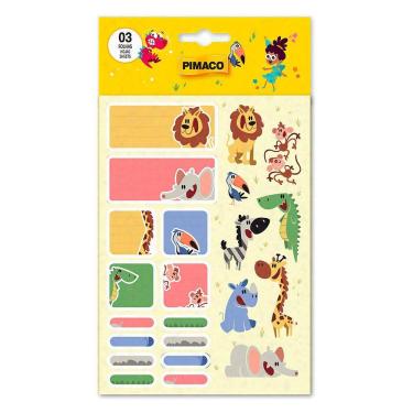 Imagem de Etiqueta escolar Baby Bichos com 66 unidades - Pimaco