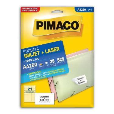 Imagem de Etiqueta inkjet/laser A4260 com 25 folhas Pimaco