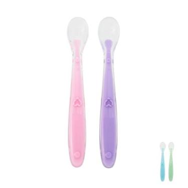 Imagem de Kit 2 Colheres de Silicone Anatômica Infantil Introdução Alimentar Bub