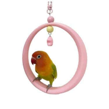 Imagem de Baloiço de pássaro, brinquedos para pendurar em gaiola, poleiros de resistência à mordida, poleiros para periquitos, calopsitas, periquitos, material ecológico, decoração de gaiola de pássaros (rosa)