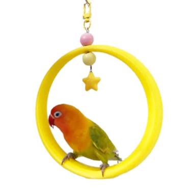 Imagem de Baloiço de pássaro, brinquedo para pendurar em gaiola, poleiros de resistência à mordida de PLA, para periquitos, calopsitas, periquitos, material ecológico, decoração de gaiola de pássaros (amarelo)