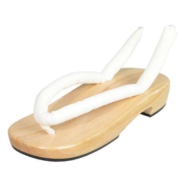 Imagem de Anime unissex cosplay versátil verão tamanco de madeira sapato cosplay japonês Oshitari adereço com 2 pares de meias chinelos, Branco, 38
