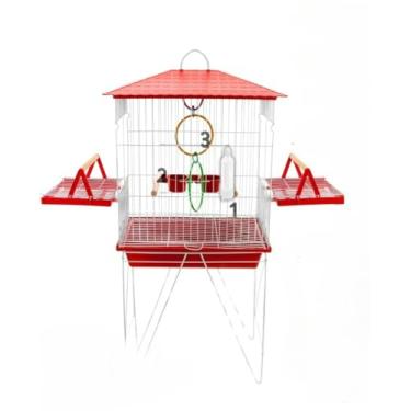 Imagem de Gaiola Viveiro Calopsita Com Bandejas Laterais C/Pé Grande AgapóRnis Aves Mansas Duplex/Triplex(VERMELHO - VIVEIRO DUPLEX)