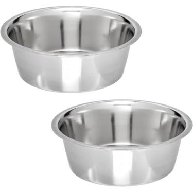 Imagem de Tigela de aço inoxidável para cães e gatos, tigela de metal para comida e água para animais de estimação para suporte elevado (7 xícaras)