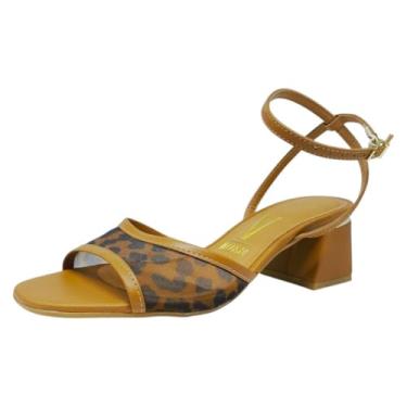 Imagem de Sandália Feminina Salto Bloco Oncinha Amarração Moda Vizzano