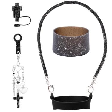 Imagem de Conjunto de acessórios para copos Stanley incluindo alça de alça de garrafa de água Siliocne Stanley Cup Boot Siliocne Straw Cover Charme elegante para copos de 850 a 1,134 g para acampamento de