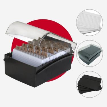 Imagem de Kit Fichário de Mesa 5x8 com Divisórias e Ficha Pautada Completo para 