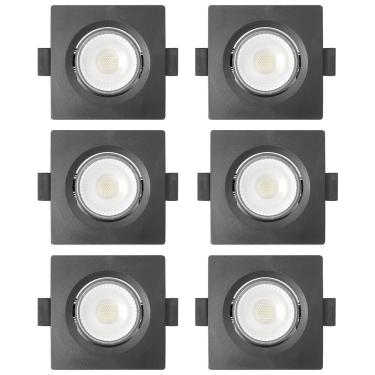 Imagem de Kit 6 Spot de Led Embutir Slim MR16 Quadrado 6W Preto Bivolt 6500K Frio