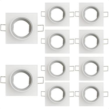 Imagem de Kit 10 Spot Taschibra Quadrado Embutir Vidro Jateado SP23 Mr16 Bivolt