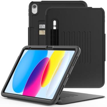 Imagem de DUNNO Capa para iPad (A16) 11ª geração 2025/iPad 10ª geração 2025/iPad 10,9 polegadas 2022, capa magnética à prova de choque com suporte para lápis e compartimento para cartão, despertar/hibernar