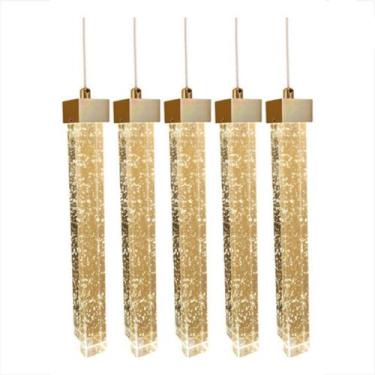 Imagem de Kit 5 Pendente Empire Dourado Quadrado 3000k Mesa Lavabo Led - NOBRE L