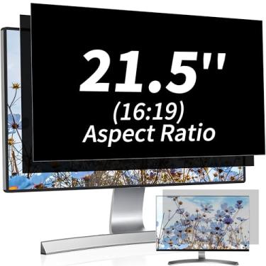 Imagem de Seorsok Pacote com 2 telas de privacidade de 21,5 polegadas para monitor de computador, proporção 16:9, antiespiar, antiluz azul, filtro de privacidade para monitor de computador, proteção ocular