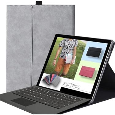 Imagem de Capa para Surface Pro 30.5 cm 2025, capa protetora para tablet slim empresarial de vários ângulos com suporte de caneta magnética hibernar/despertar automática, compatível com teclado tipo capa, cinza