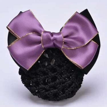 Imagem de Malha Flor Laço Crochê Laço Bun Net Presente para Mãe Clipe de Cabelo Para Atendentes de Luz Enfermeiras Acessórios de Cabelo Senhora Mulheres