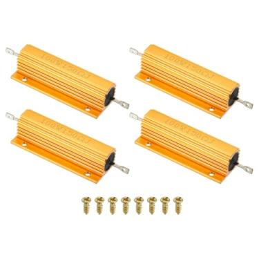 Imagem de PATIKIL Resistor de revestimento de alumínio de 100 W 150 Ohm com parafusos, 4 conjuntos de resistores de caixa de alumínio alojados resistores enrolados com rosca resistor de energia de torneira de