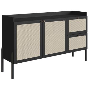 Imagem de Aparador Balcao Buffet 139 Cm Pes Madeira 27969 Oslo Nero Artesano