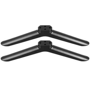 Imagem de SEWACC 2 peças de suporte de TV, base universal para TV de tela plana de 101 cm, pedestal de plástico com parafusos para sala de estar, quarto, preto