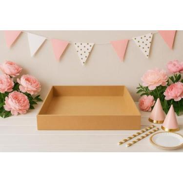 Imagem de Bandeja Quadrada Lisa 30x30x5 Mdf Madeira - SEM MARCA