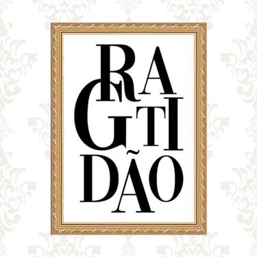 Imagem de Quadro Moldura Dourada - Gratidão 33X24Cm