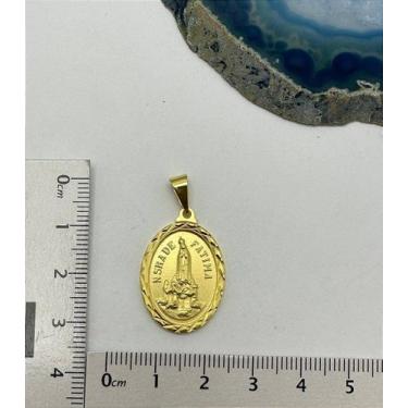 Imagem de Pingente Religioso Medalha Nossa Senhora De Fátima em Ouro 18k - 01 Un