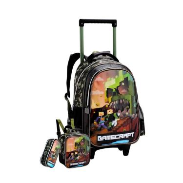 Imagem de Kit Escolar Mochila Rodas + Lancheira + Estojo Gamecraft Z