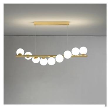 Imagem de Lustre de teto longo de bola de vidro dourado compatível com mesa de bar sala de jantar cozinha ilha luzes pendentes decoração para casa lustre luminária lustre luminária