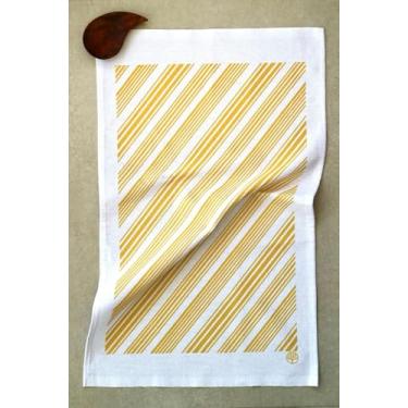 Imagem de Pano de Prato para Copa e Cozinha - Listras Amarelas, da Coleção Vivaz, 100% Algodão, Tamanho G, Alto Poder de Absorção, Ideal para Enxugar Louças, Panelas e Utensílios.