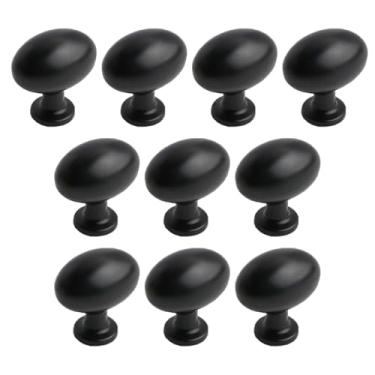 Imagem de Pidynx Pacote com 6 puxadores pretos de gaveta de ovos de 3,3 cm Puxadores e puxadores de furo único de liga de zinco para cômoda puxadores ovais de armário de 33 mm para armário de cozinha, armário