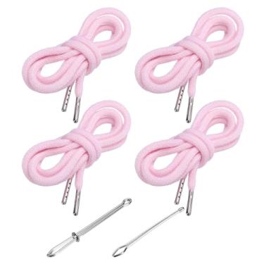 Imagem de PATIKIL Cordões de cordão de 138 cm, 4 peças de cordas de substituição com 2 peças de passadores fáceis para shorts, calças, casacos, moletom, moletom com capuz, rosa claro