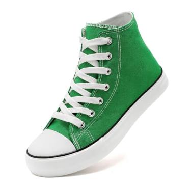Imagem de Tênis feminino de lona casual com cadarço de cano alto, confortável, leve, clássico, moderno, tênis, Zapatillas Casual De Lona De Moda para Hombre Y Mujer, Verde, 37