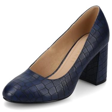 Imagem de Journee Collection Sapato social feminino Seraphina Block Heel, Croco/azul, 35