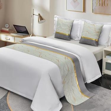 Imagem de Cachecol de corredor de cama de hotel, sem desbotamento, proteção de cama de luxo para quarto, decoração moderna, toalha de cama macia para solteiro, tamanho king, prata||50 x 210 cm para cama de 1,5