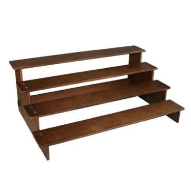 Imagem de Torres de joias Escada vintage de madeira maciça quatro níveis, organizador cordas mais largo, suporte para pulseiras, para grampos cabelo