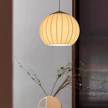 Imagem de Luminária pendente moderna de tecido de tambor de 19,7" para sala de jantar, sala de estar, quarto e cozinha, grande lustre de teto suspenso com abajur de tecido