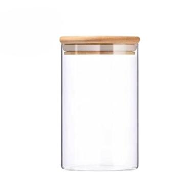 Imagem de Potes Hermeticos Bambu, Kit com 3 Ou 5 Potes Vidro com Tampa Bambu Super Vedação Hermético Conjunto Porta Mantimento, Adequado para Armazenar Grãos E Produtos Secos(450ml)