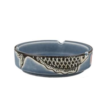 Imagem de hezhuhe2258 Bandeja de cinzeiro vintage para casa cerâmica sala de estar caixa KTV jarra de cigarro tamanho pequeno