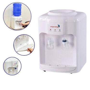 Imagem de Bebedouro Refrigerado Água Gelada Natural Galão Garrafão Mesa Eletrônico Branco 220V Importway Iwbar