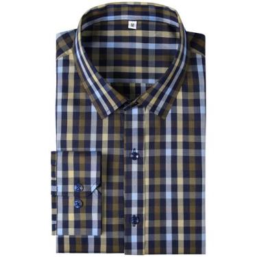 Imagem de Camisa social GIANEN Wrinkle Free Plaid Gingham Check para homens - GI