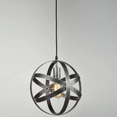 Imagem de YQSLQZZ Lustre American Farmhouse Kitchen Island, Luzes de teto esféricas industriais vintage, luminária pendente decorativa de restaurante café, base E26