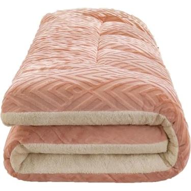 Imagem de Colchão De Chão Futon Engrossar Colchão De Tapete De Tatame Futon Colchão Topper Único Roll Up Colchão Dobrável Portátil Colchão De Dormir Para Sofá De Hóspedes, Pink Rosa, 90x200cm